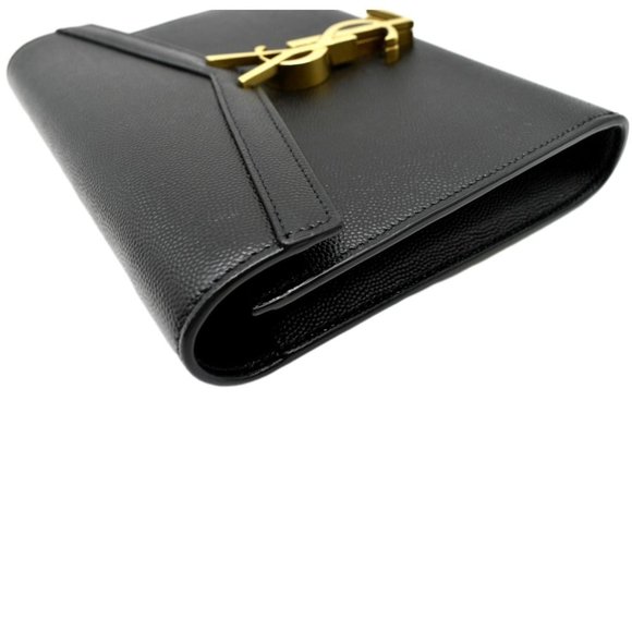 YVES SAINT LAURENT  Cassandra Grain De Poudre Embossed Crossbody Bag Black - Picture 5 of 9